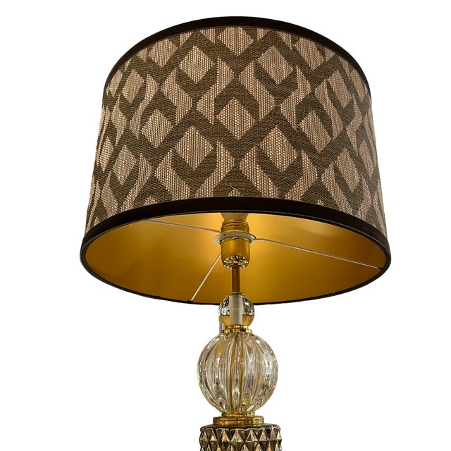 Murano and Brass Lamps, 1970s, Set of 2 For Sale - Image 3 of 6