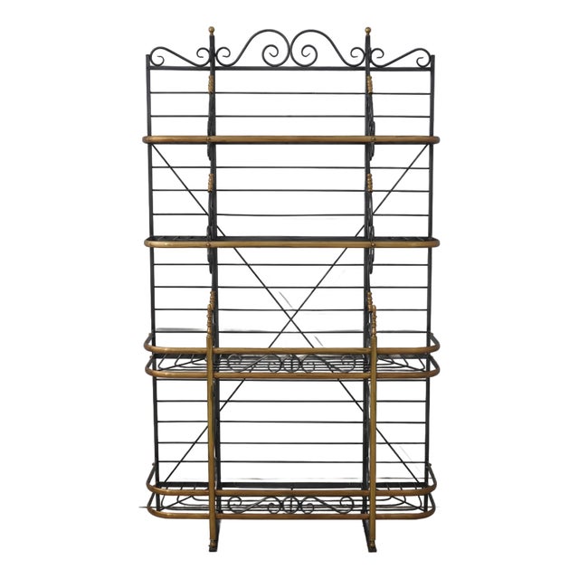 Charleston Forge Iron & Brass Large Bakers Rack For Sale