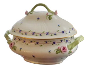 Vintage Porcelain Oval Tureen with Branch Handle from Herend, 1990