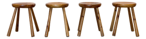Pinewood Stools in the style of Charlotte Perriand, 1960s, Set of 4