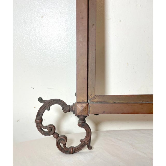 Metal Antique Ornate 19th Century Victorian Bronze Rectangular Wall Mirror Frame For Sale - Image 7 of 11