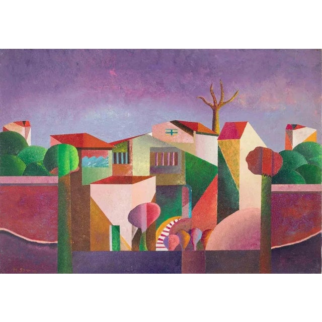 1990s Massimo Sonnino, Cottages in Tuscany, Acrylic Painting, 1999 For Sale - Image 5 of 5