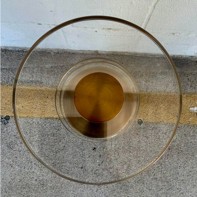 Modern Currey & Company Modern Optic Crystal Brass Shani Drinks Table For Sale - Image 3 of 3