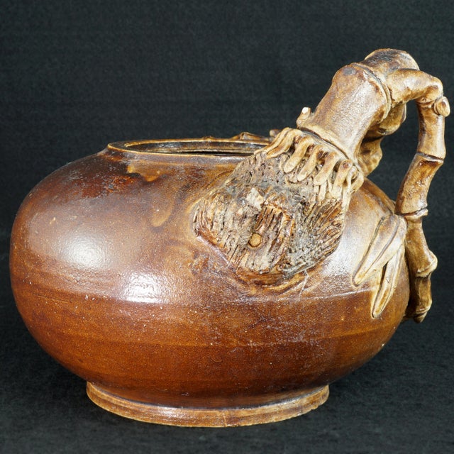 Chinese Shiwan Bamboo Handle Stoneware Pot Late 19th Century For Sale - Image 9 of 14