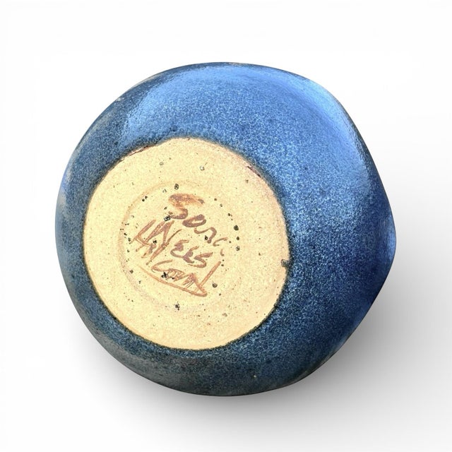 Late 20th Century Blue Octagonal Studio Pottery Vase For Sale In Chicago - Image 6 of 6