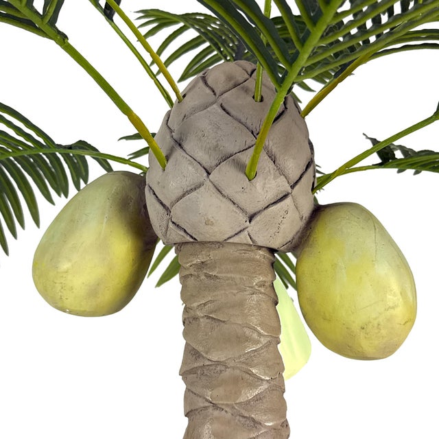 Vintage 1960s Plaster Palm Tree Floor Lamp W/ Metal Bullet Shade - Tropical Tiki Island Beach Decor - Mario Torres Style For Sale - Image 9 of 18