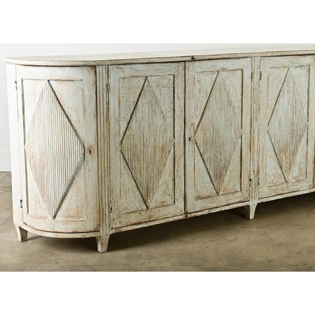 Swedish Reproduction Painted Demilune Buffet For Sale - Image 4 of 12