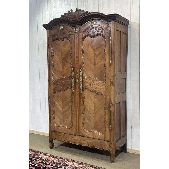 Rennaise Cherrywood Wedding Armoire from François Fils Denot, 1857 For Sale - Image 4 of 18