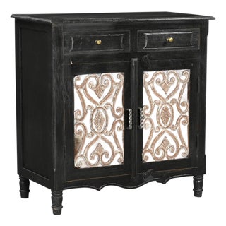 1970s Dark Walnut Solid Mango Wood Sideboard With Vintage Iron Grills | Rustic Farmhouse Kitchen Cabinet With Drawers | Handmade Storage Cupboard For Sale