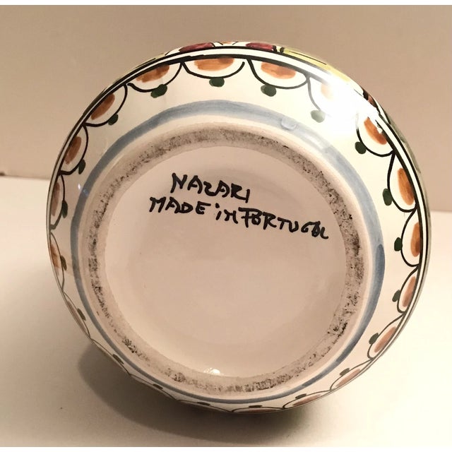 Vintage MCM Hand Painted Nazari Ceramic Vase Portugal For Sale - Image 4 of 7