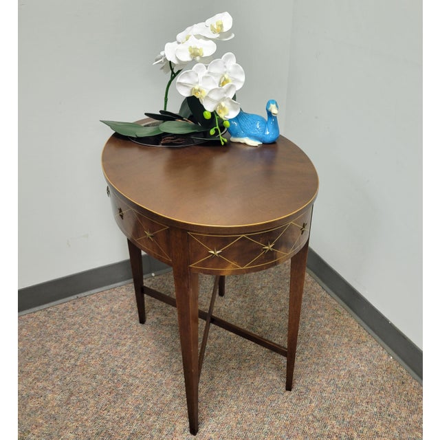 Hepplewhite Baker Furniture Hollywood Regency Hepplewhite Style Oval Table With Inset Planter For Sale - Image 3 of 10