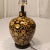 Vintage Mid-Century Modern Wood Lamp With Black Base Color and Embellished With Light Tan Circles With a Touch of Red Grain Lines For Sale - Image 4 of 12