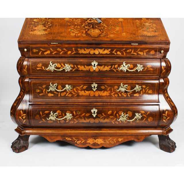 Antique 18th Century Dutch Walnut Marquetry Bureau Cabinet For Sale - Image 4 of 18