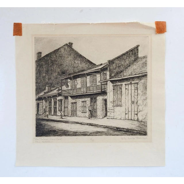 1940s 1942 Willie Reed New Orleans Rue Toulouse Etching For Sale - Image 5 of 6