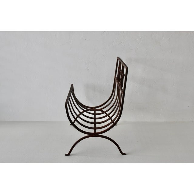 Late 20th Century Rustic Western Style Wrought Iron Fireplace Log Holder Open Stars Cutouts Detail Vintage For Sale - Image 5 of 13