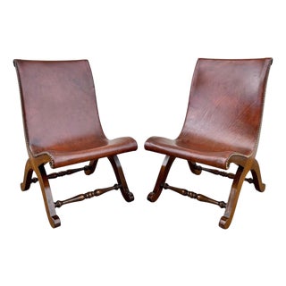 Pair of Valenti Leather Lounge Chairs, Spain, Mid-20th Century For Sale