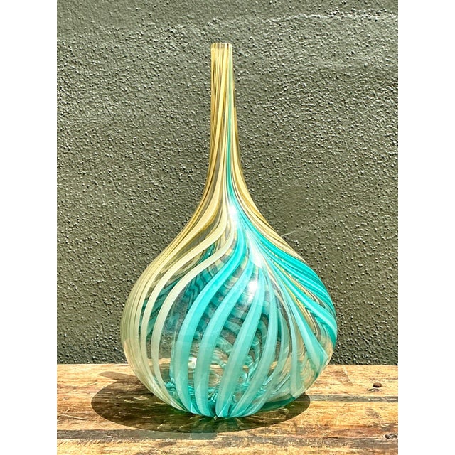 Late 20th Century Vintage Glass Swirl Vase After Murano For Sale - Image 5 of 12