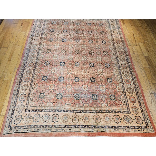 "Discover the understated elegance of this wonderful Vintage Persian Mahal Sultanabad rug, an exquisite piece featuring a...