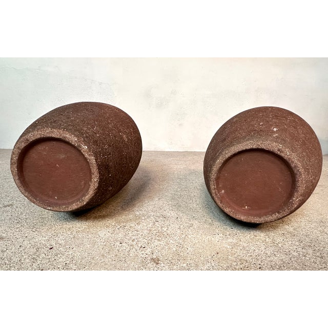 Large Handcrafted Amphora-Shaped Terracotta Ceramic Floor Vases, Germany 1950s, Set of 2 For Sale - Image 9 of 18