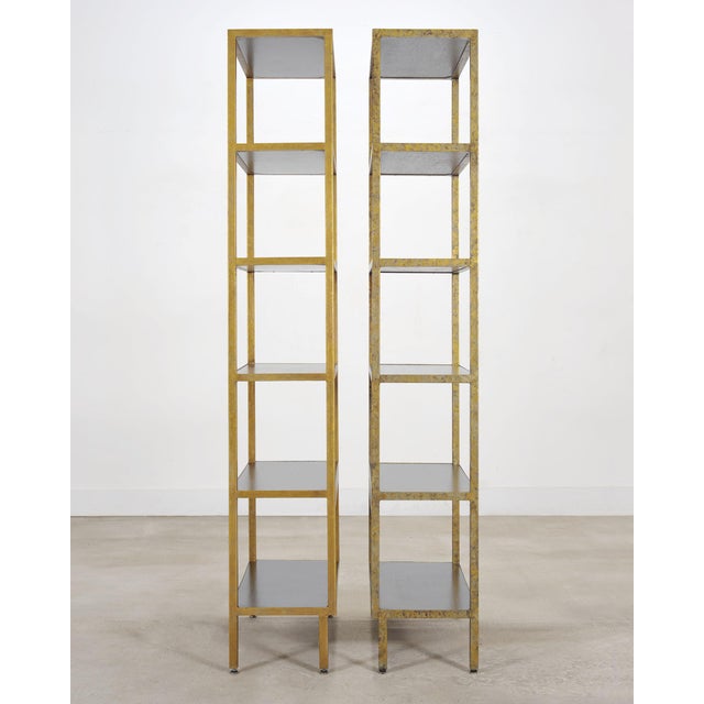 Gold Pair of Oly Studio Gilt Iron 'Stella' Étagères Bookcase Shelves For Sale - Image 8 of 18