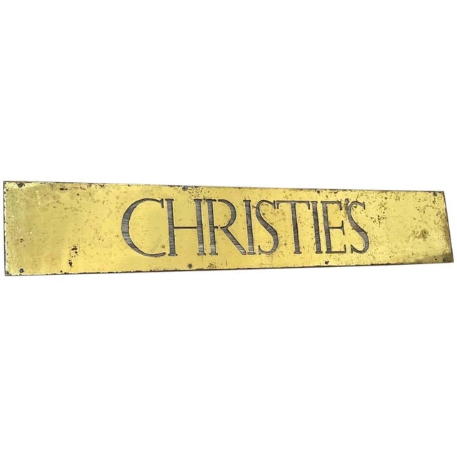 Mid Century British Rare Brass Auctioneers Wall Sign Christie's For Sale - Image 11 of 11