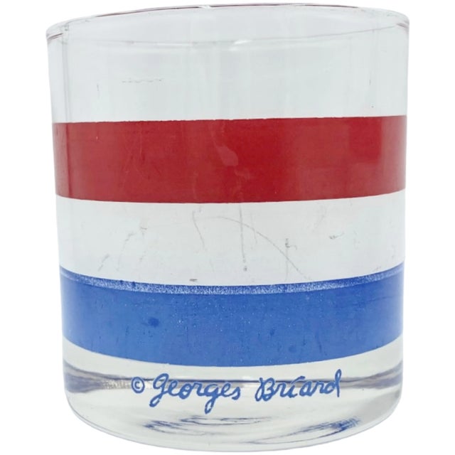 Vintage Set 4 Georges Briard Red White Blue Rocks Glasses July 4th Barware For Sale In Washington DC - Image 6 of 10