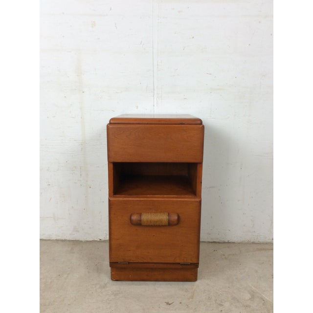 Mid Century Modern Nightstand With Drawer & Drop Front Cabinet by Heywood Wakefield For Sale - Image 14 of 17