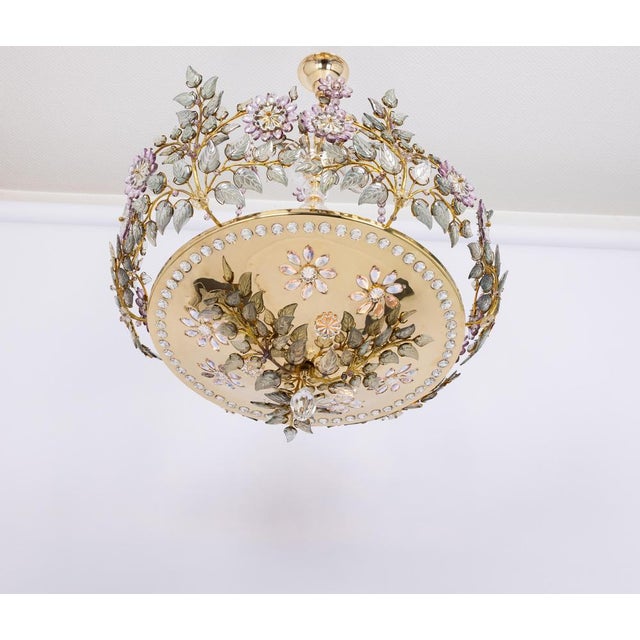 Large Gilt and Faceted Crystal Glass Chandelier from Palwa, 1970s For Sale - Image 9 of 15
