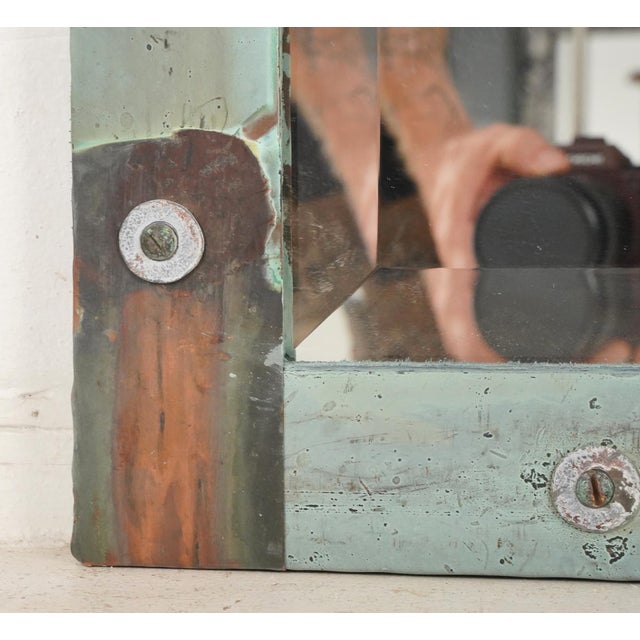 Wood Handcrafted Copper Art Dressing Mirror For Sale - Image 7 of 8