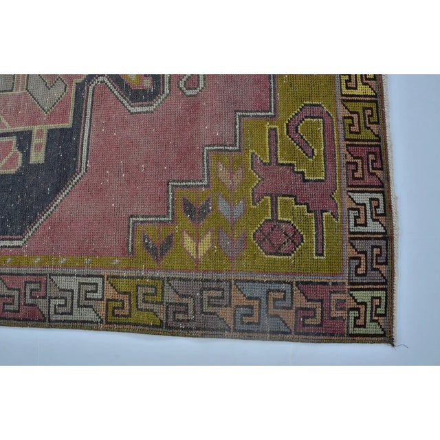 Geometric Tribal Oushak Carpet For Sale - Image 9 of 10