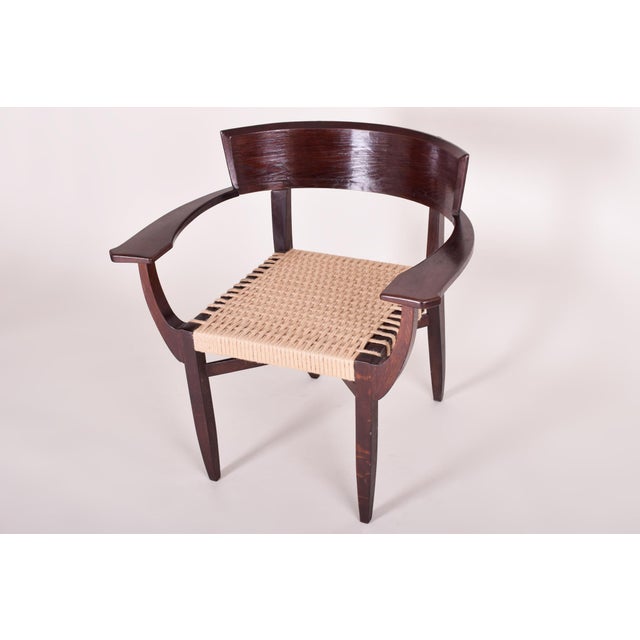 Czech Art Deco Oak Armchair by Oskar Poříska, 1930s For Sale - Image 3 of 8