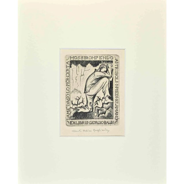 Modern Ex Libris Giorgio Balbi, Etching, Mid-20th Century For Sale - Image 3 of 3