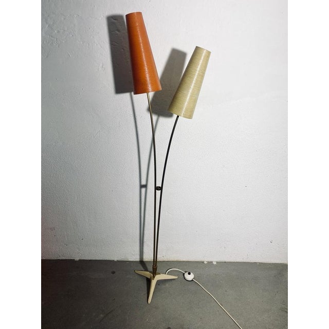 Mid-Century Floor Lamp in Brass with Fiberglass Shades attributed to Cosack, 1950s For Sale - Image 4 of 18
