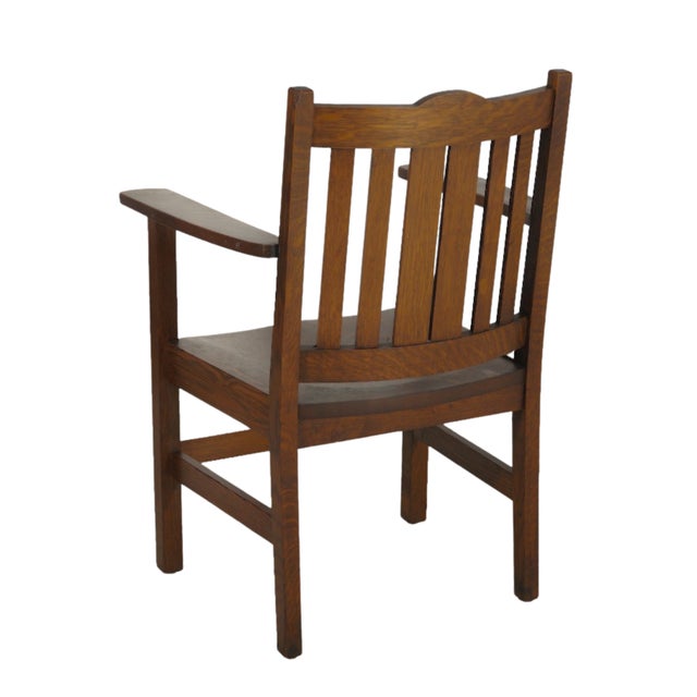 L. & J.G. Stickley, Inc. Antique Mission Oak Armchair or Dining Chair For Sale - Image 4 of 4