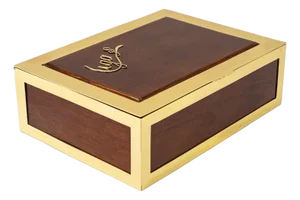 Big Art Deco Jewelry Box in Brass and Wood, 1920s