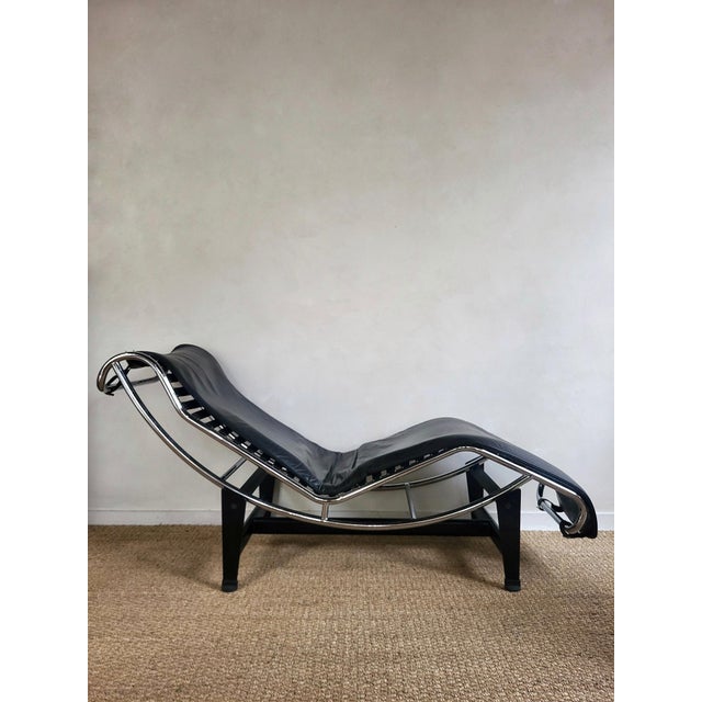 1980s Vintage Chaise Lounge in Leather and Chrome Steel, 1980s For Sale - Image 5 of 5