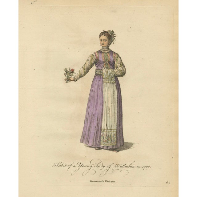 Jefferys, Costume of a Young Lady of Wallachia, Engraving, 1749 For Sale