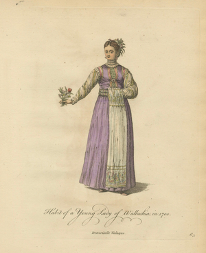 Jefferys, Costume of a Young Lady of Wallachia, Engraving, 1749