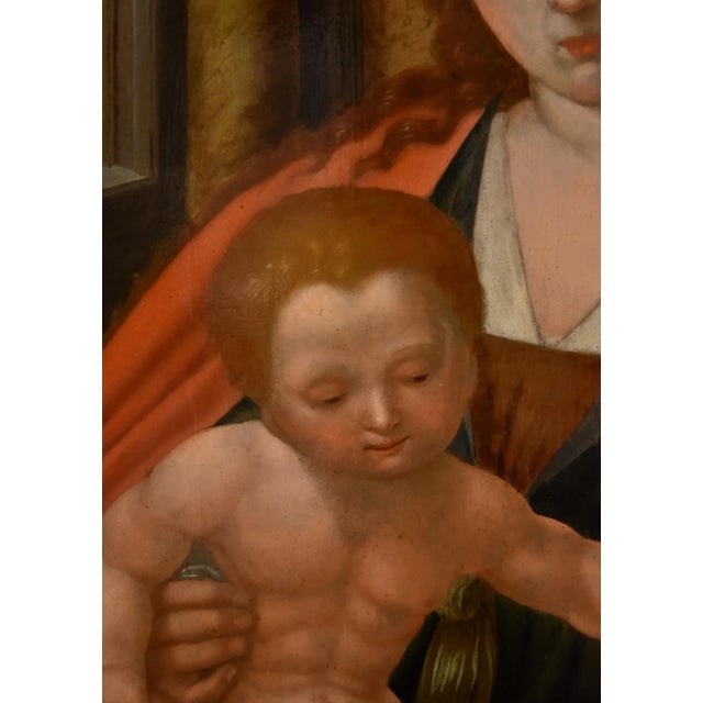 Follower of Maestro Del Pappagallo, Madonna, 1600, Oil on Board, Framed For Sale - Image 10 of 17