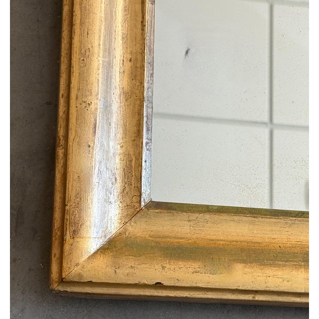 French 19th Century Vertical Gold Gilt Mirror with Floral crest For Sale - Image 4 of 18