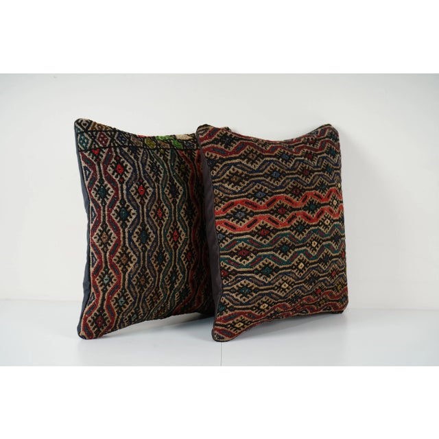Mid-Century Modern Turkish Kilim Pillow Cover - A Pair For Sale - Image 3 of 5