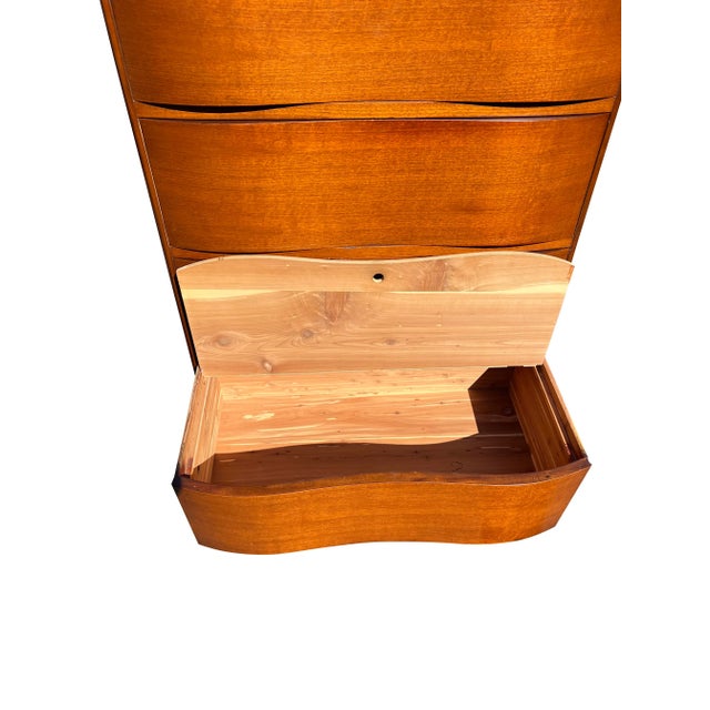 1930s Antique Deco Style Curved Wavefront Tall Dresser Chest of Drawers For Sale - Image 9 of 9