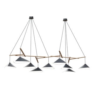 Emily Group of Nine Chandelier Light in Anthracite Semi-Matte Paint by Daniel Becker for Moss Objects For Sale