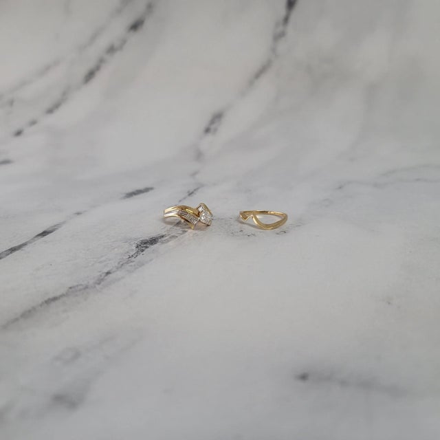 Diamond Wedding Ring Set .75cttw 14k Two-Toned Gold, Size 4 For Sale - Image 4 of 5