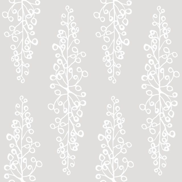 Contemporary Grapevine Wallpaper by Susan Hable in White on Grey For Sale - Image 3 of 3