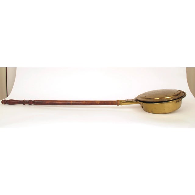 Late 19th Century Early Antique English Brass Bed Warmer With Embossed Bird Decorative Lid For Sale In Tampa - Image 6 of 13