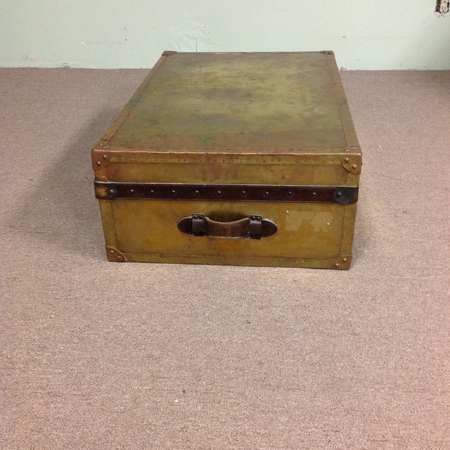 Vintage Bond St. Of London Distressed Brass and Leather Chest or Trunk