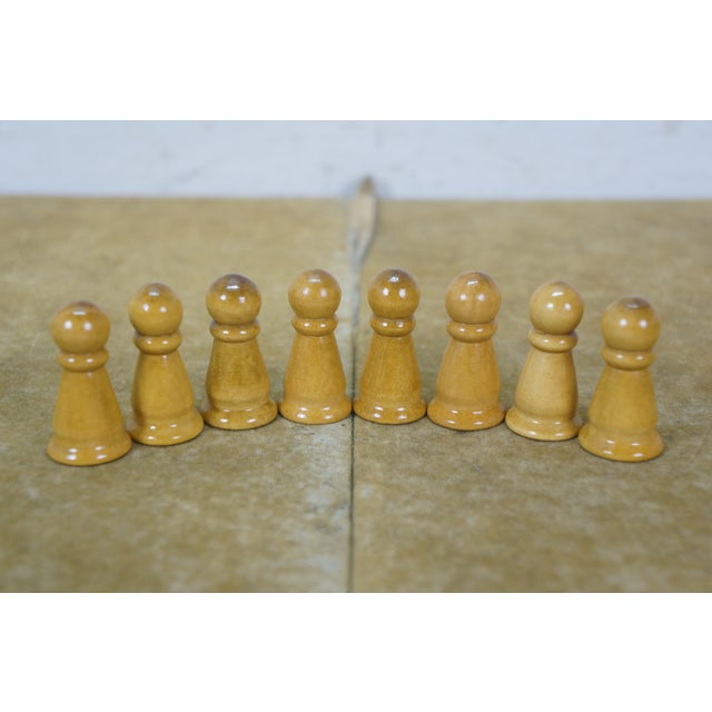 Vintage Oak Chess Checkers Tabletop Game Board Set W/ Storage Drawers 14" For Sale - Image 13 of 18