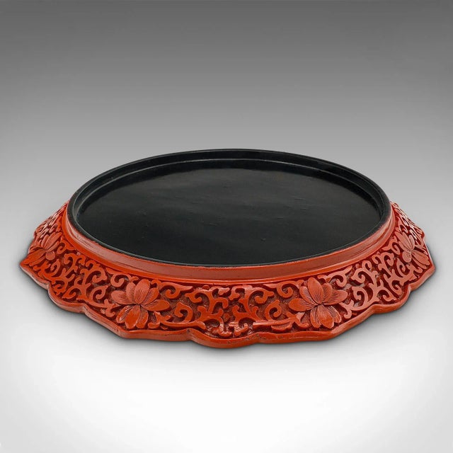 1980s 1980s Vintage Cinnabar Display Plate, Chinese, Decorative Serving Dish, Oriental Taste For Sale - Image 5 of 11