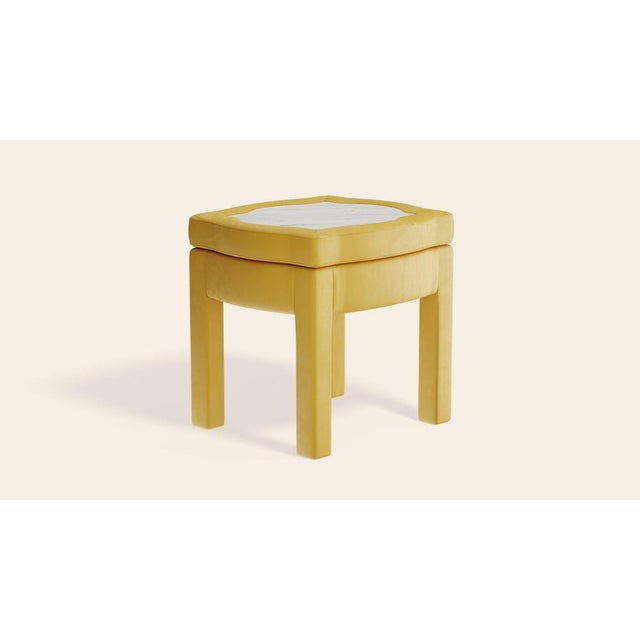Contemporary Daffodil Velvet Piero Ottoman by Ceraudo For Sale - Image 3 of 9